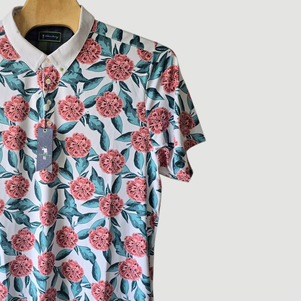 William Murray Golf‎ Men's XXLarge Floral Print Short Sleeve Polo Shirt